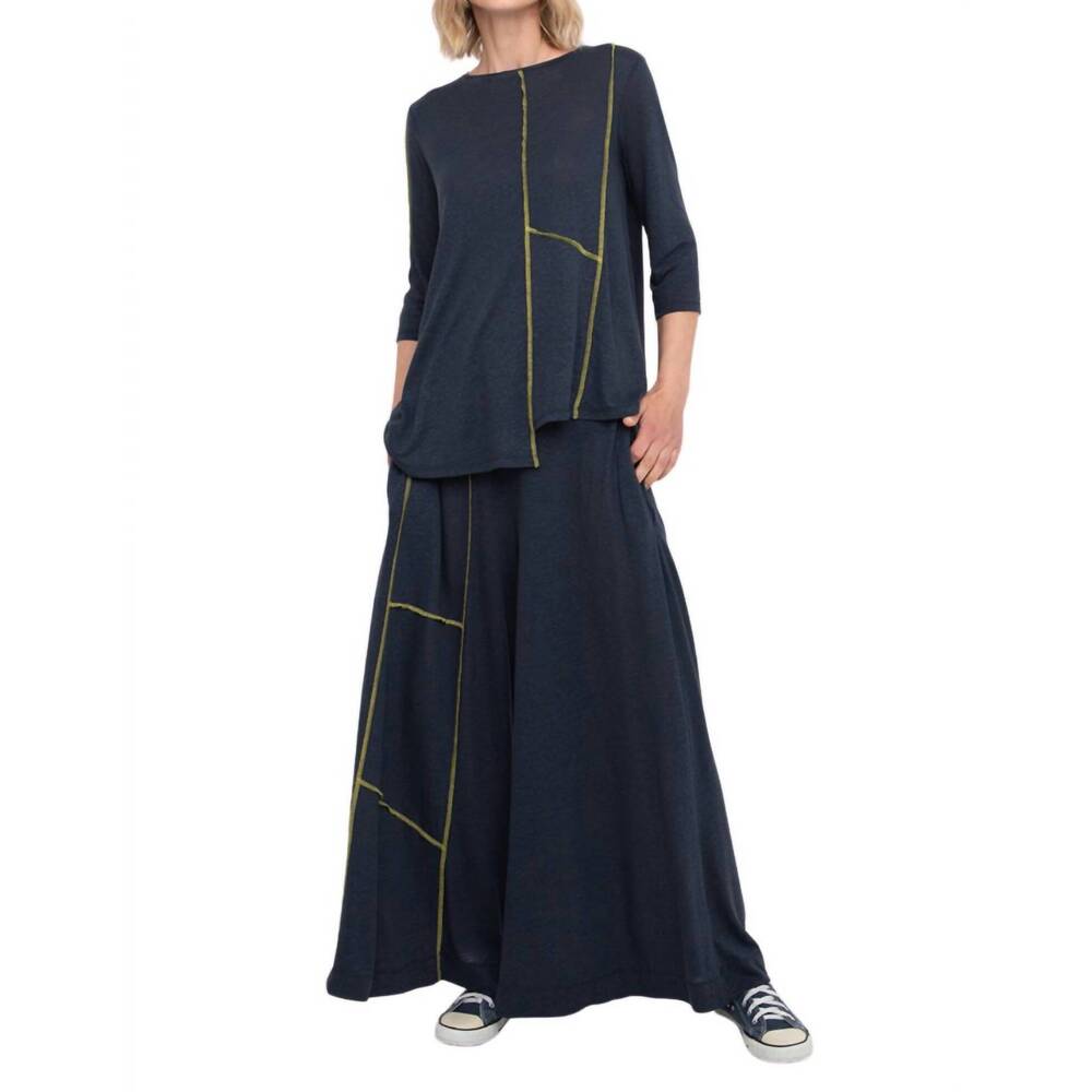 NEW OZAI N KU stitch pant in blue/yellow